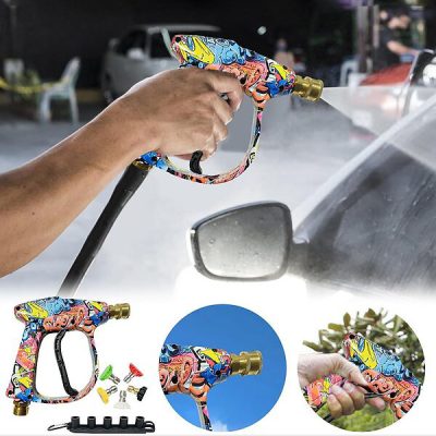 Pistol pentru aparat de spălat cu presiune - 5 duze, recipient pentru săpun de 1L, metal | WASHGUN